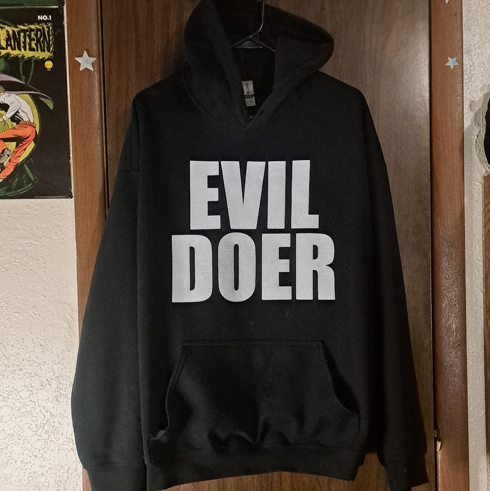 Evil Doer Bold White Logo Black Hoodie